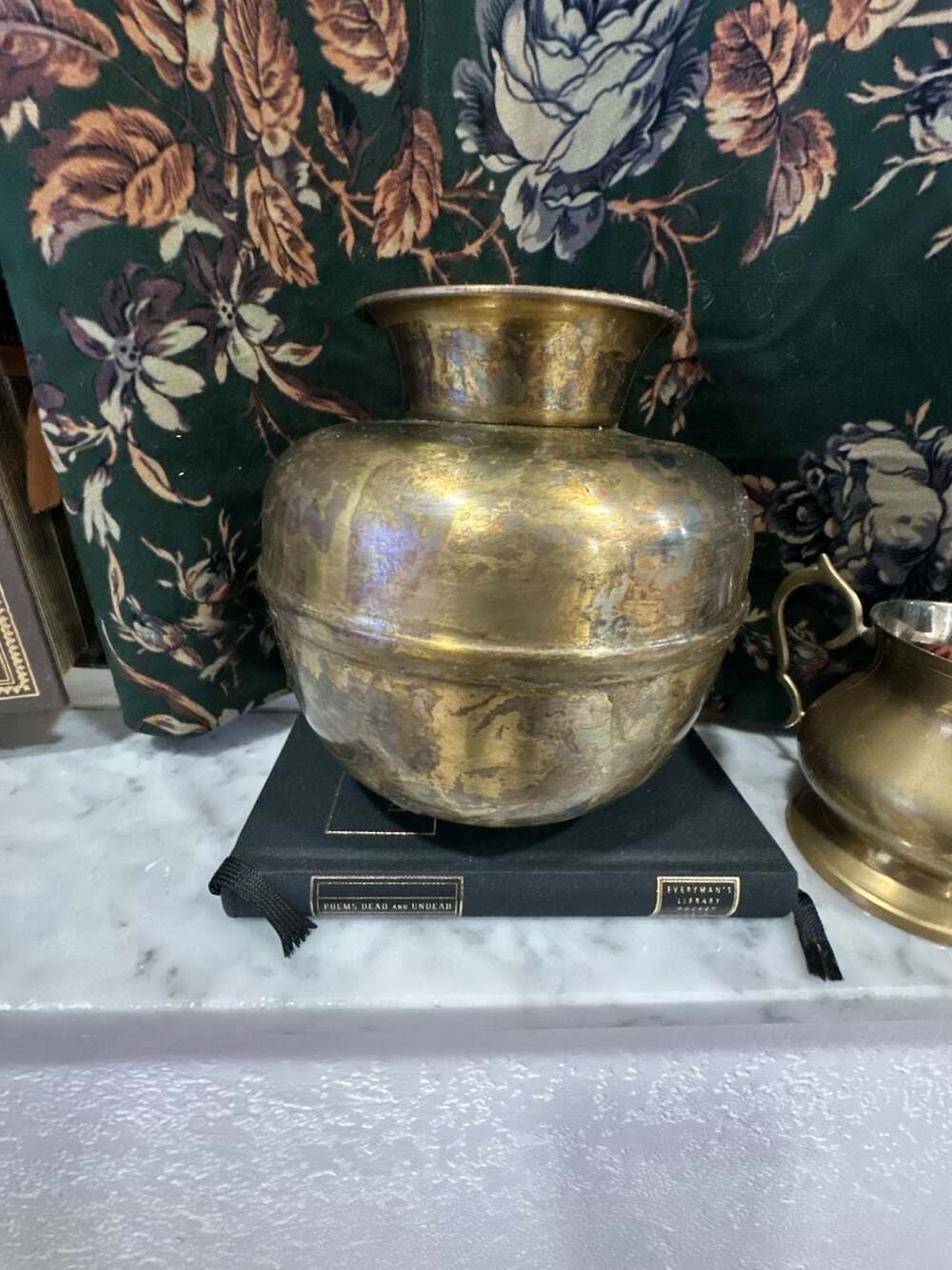Vintage Brass Vessel Urn Pot Antique Patina Decor